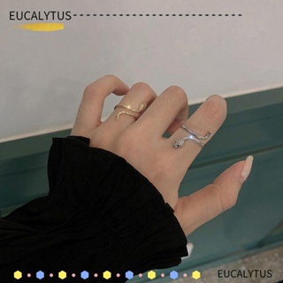 Eutus แหวนแฟชั่น รูปงู สีเงิน ปรับได้ เรียบง่าย ของขวัญฮาโลวีน สําหรับผู้หญิง