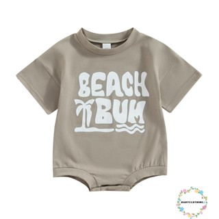 Babyclothes- ชุดรอมเปอร์ บอดี้สูท คอกลม แขนสั้น พิมพ์ลายตัวอักษร ฤดูร้อน สําหรับเด็กทารก เด็กผู้ชาย ลําลอง ทุกวัน