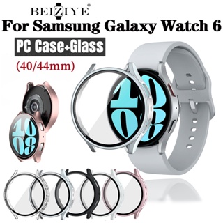 เคส PC และกระจกนิรภัยกันรอยหน้าจอ แบบเต็มจอ สําหรับ Samsung Watch 6 44 มม. 40 มม. Galaxy Watch6 40 44 มม.