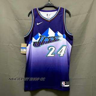 【คุณภาพสูง】ใหม่ ของแท้ NBA Utah Jazz สําหรับผู้ชาย #24 เสื้อกีฬาแขนสั้น ลายทีม Walker Kessler Purple 2022-23 Classic Edition Jersey Swingman