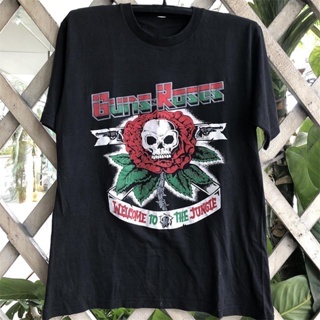 เสื้อยืดแขนสั้น ผ้าฝ้าย พิมพ์ลาย Guns N Roses Guns N Roses Gun Flower Rock Band สไตล์ฮิปฮอป สตรีท สําหรับผู้ชาย
