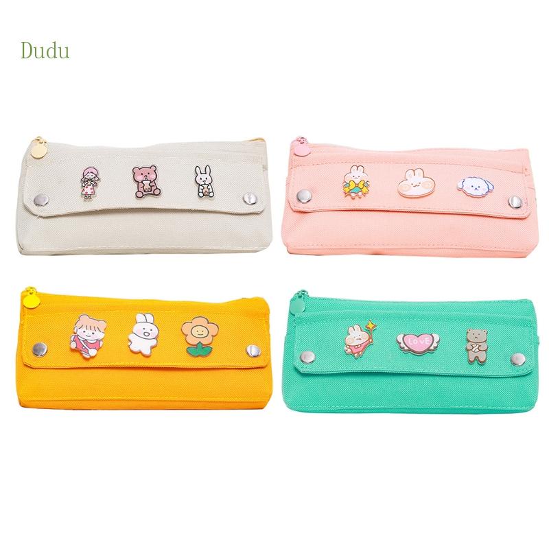 dudu-กระเป๋าดินสอ-ผ้าแคนวาส-ขนาดใหญ่-จุของได้เยอะ-แบบพกพา-ลายการ์ตูนน่ารัก-สําหรับผู้ใหญ่-เรียน