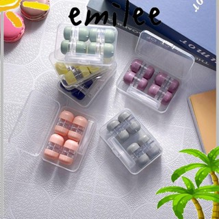 Emilee กล่องพลาสติกใส พร้อมแท่งคอนแทคเลนส์ แบบพกพา สําหรับนักเรียน 4 คู่