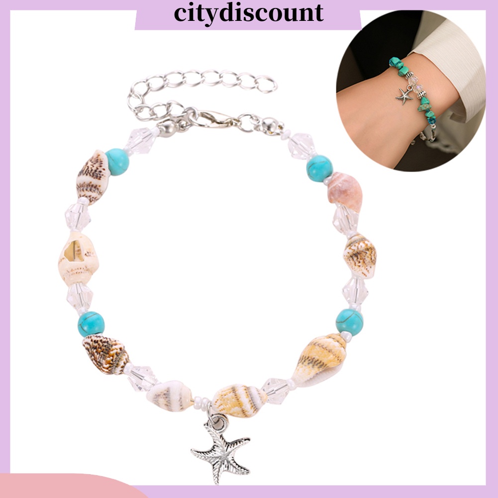 lt-citydiscount-gt-สร้อยข้อเท้า-ประดับลูกปัดเปลือกหอย-ปลาดาว-ชายหาด-สไตล์โบโฮ-สําหรับผู้หญิง