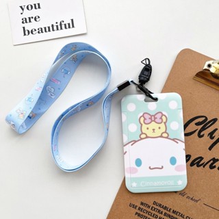 กระเป๋าใส่บัตร แบบแข็ง พร้อมเชือกคล้องคอ ลาย Kuromi Cinnamoroll สําหรับนักเรียน