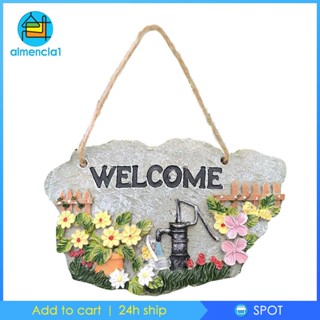 [Almencla1] ป้ายต้อนรับเรซิน ลาย Welcome สําหรับแขวนตกแต่งระเบียงบ้านฟาร์ม