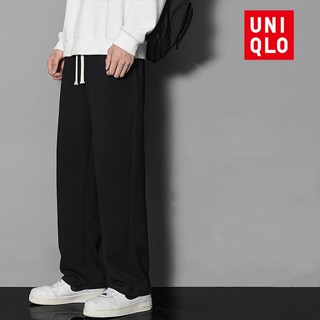 Uni..qlo [M-4XL] กางเกงขายาวลําลอง ทรงหลวม ใส่สบาย ระบายอากาศ สีพื้น แฟชั่นสําหรับผู้ชาย