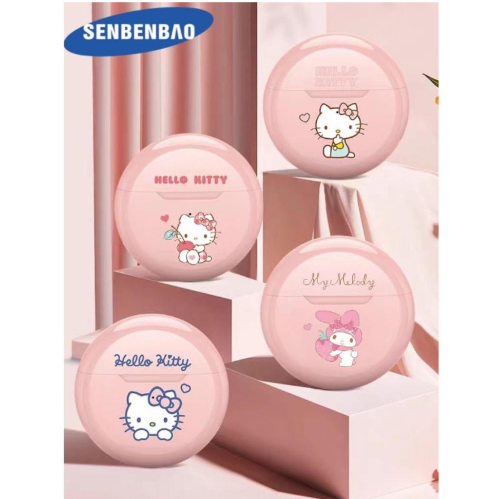 หูฟังบลูทูธไร้สาย ลายการ์ตูน Hello Kitty Cat TWS น่ารัก สีชมพู สําหรับ ...