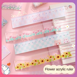 Creative 15cm Cartoon Acrylic Ruler Transparent High Value Ruler Learning Stationery Drawing Measurement Tool Student Supplies Gift School Office Tools [COD]