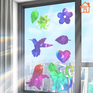 สติกเกอร์ฟิล์มไวนิล 3D สีรุ้ง สําหรับติดตกแต่งกระจก หน้าต่าง