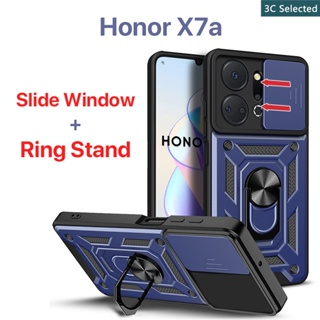 เคส HONOR X7a X6 X7 X8 X8a X9 4G 5G Case หน้าต่างบานเลื่อน การป้องกันกล้อง ขาตั้งแหวนโลหะ เคสแข็ง ป้องกันลายนิ้วมือ กันกระแทก