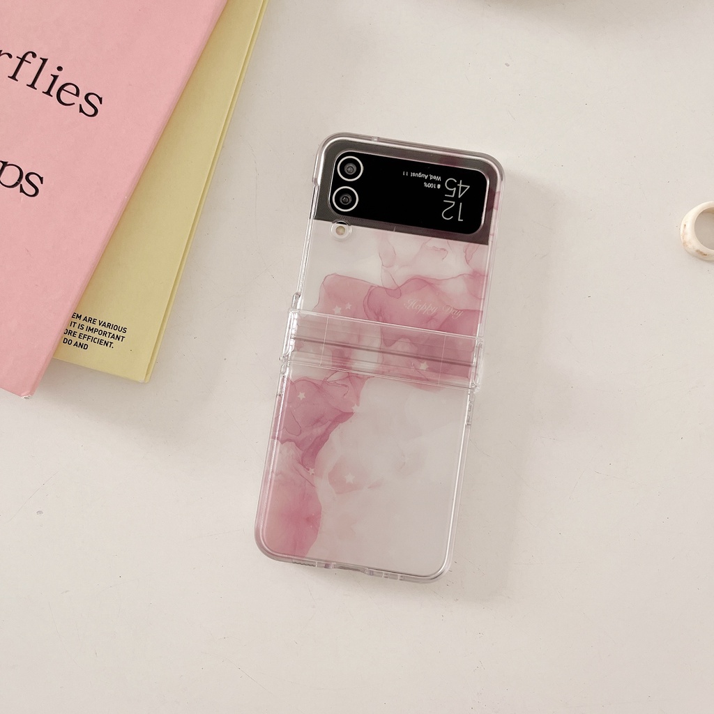 เคสโทรศัพท์มือถือ-pc-แข็ง-กันกระแทก-ลายหินอ่อน-พร้อมสายโซ่คล้อง-สําหรับ-samsung-galaxy-z-flip-4-5g-3in1-z-flip-3