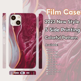 เคสโทรศัพท์มือถือแบบแข็ง ชุบทอง ลายหินอ่อน 5 ด้าน สําหรับ IPhone 14 13 12 11 Pro Max 14Plus QMFL