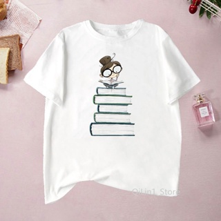 【Hot】 cartoon print tee shirt femme book lover t shirt best friends tshirt gift funny t shirts women graphic tops