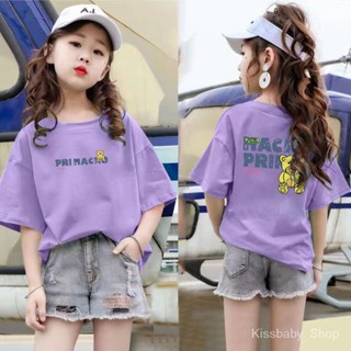 เสื้อยืดแขนสั้น พิมพ์ลายการ์ตูน แฟชั่นฤดูร้อน สําหรับเด็กผู้หญิง
