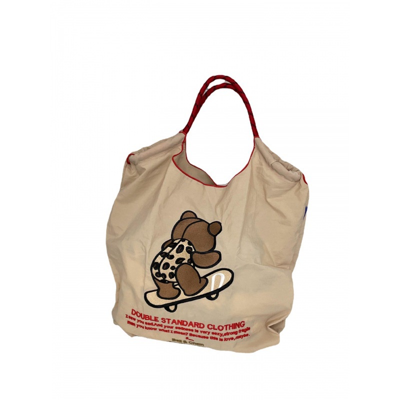 กระเป๋าสะพายไหล่-กระเป๋าช้อปปิ้ง-ผ้าไนล่อน-ปักลายหมี-เป็นมิตรกับสิ่งแวดล้อม-2023