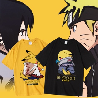 เสื้อ pikachu Naruto แขนสั้นคอกลม เสื้อยืด Sasuke ใส่ได้ทั้งชายหญิง ลายการ์ตูน เสื้อผ้าแฟชั่น สกรีนลายสวยงาม พร้อมส่ง
