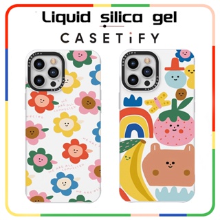 Casetify เคสโทรศัพท์ ซิลิโคนนุ่ม ผิวด้าน กันกระแทก ลายดอกไม้ ผลไม้ หลากสี สําหรับ iPhone 14 13 12 11 Pro MAX IX XS MAX XR 7 8 Plus