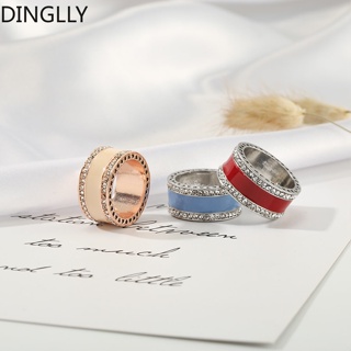 Dinglly แหวนหมั้นแต่งงาน หลายสี สําหรับผู้หญิง ผู้ชาย คู่รัก ซ้อนกันได้ แหวนหมั้น ของขวัญแต่งงาน
