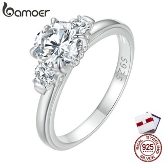 Bamoer แหวนเงิน 925 0.5ct เครื่องประดับแฟชั่น สไตล์คลาสสิก สําหรับผู้หญิง MSR023