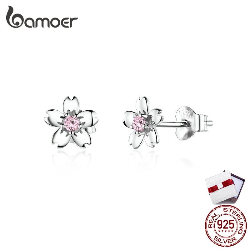bamoer-ต่างหูเงิน-925-รูปดอกไม้-แฟชั่น