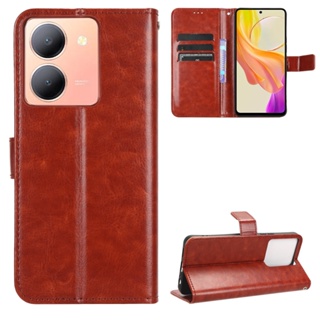 เคสโทรศัพท์หนัง PU แบบฝาพับ พร้อมช่องใส่บัตร ตั้งได้ สําหรับ Vivo Y36 Y36