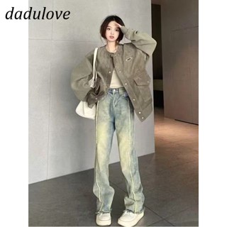 DaDulove💕 New American Ins Yellow Mud Washed High Waist Jeans WOMENS Niche Loose Large Size Trousers