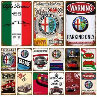 ป้ายโลหะดีบุก ลาย Alfa Bar หรูหรา สําหรับแขวนตกแต่งผนังบ้าน ห้องนั่งเล่น