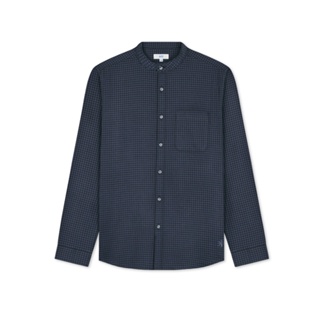 AIIZ (เอ ทู แซด) - เสื้อเชิ้ตผู้ชายแขนยาว คอจีน ผ้าป๊อปลินลายเส้นตาราง Men’s Windowpane Check Poplin Shirts