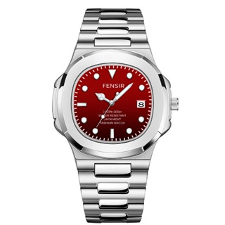 Fensir Brand Watch 2030 นาฬิกาข้อมือควอตซ์แฟชั่น สายแสตนเลส หน้าปัดบอกปฏิทินเรืองแสง ไล่โทนสี สไตล์นักธุรกิจ สําหรับบุรุษ