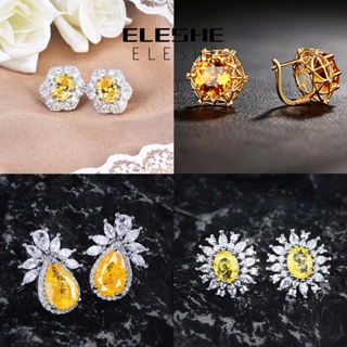 Eleshe Jewelry ต่างหูสตั๊ดเงิน 925 ประดับทับทิม เครื่องประดับสตรี M099