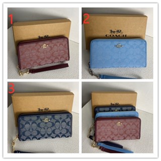 Long Zip Around Wallet CH369 Chambray กระเป๋าสตางค์ผู้หญิง COAC H กระเป๋าสตางค์ซิปยาว พิมพ์ลายคลาสสิก