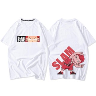 【สปอตสินค้า】 Slam dunk อะนิเมะร่วมเสื้อยืดชายและหญิง Hanamichi Sakuragi แขนสั้นตลกน่ารักอะนิเมะแขนสั้น