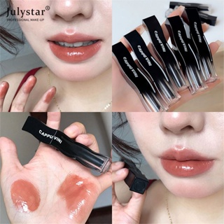 JULYSTAR Cappuvini Small Black Tube Solid Lip Glaze Moisturizing High Color Value To Enhancement Student Mouth Red Lip Makeup Cosmetics