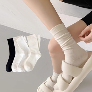 ถุงเท้าข้อกลาง ระบายอากาศ สีพื้น สวมใส่สบาย เข้ากับทุกการแต่งกาย แบบเรียบง่าย