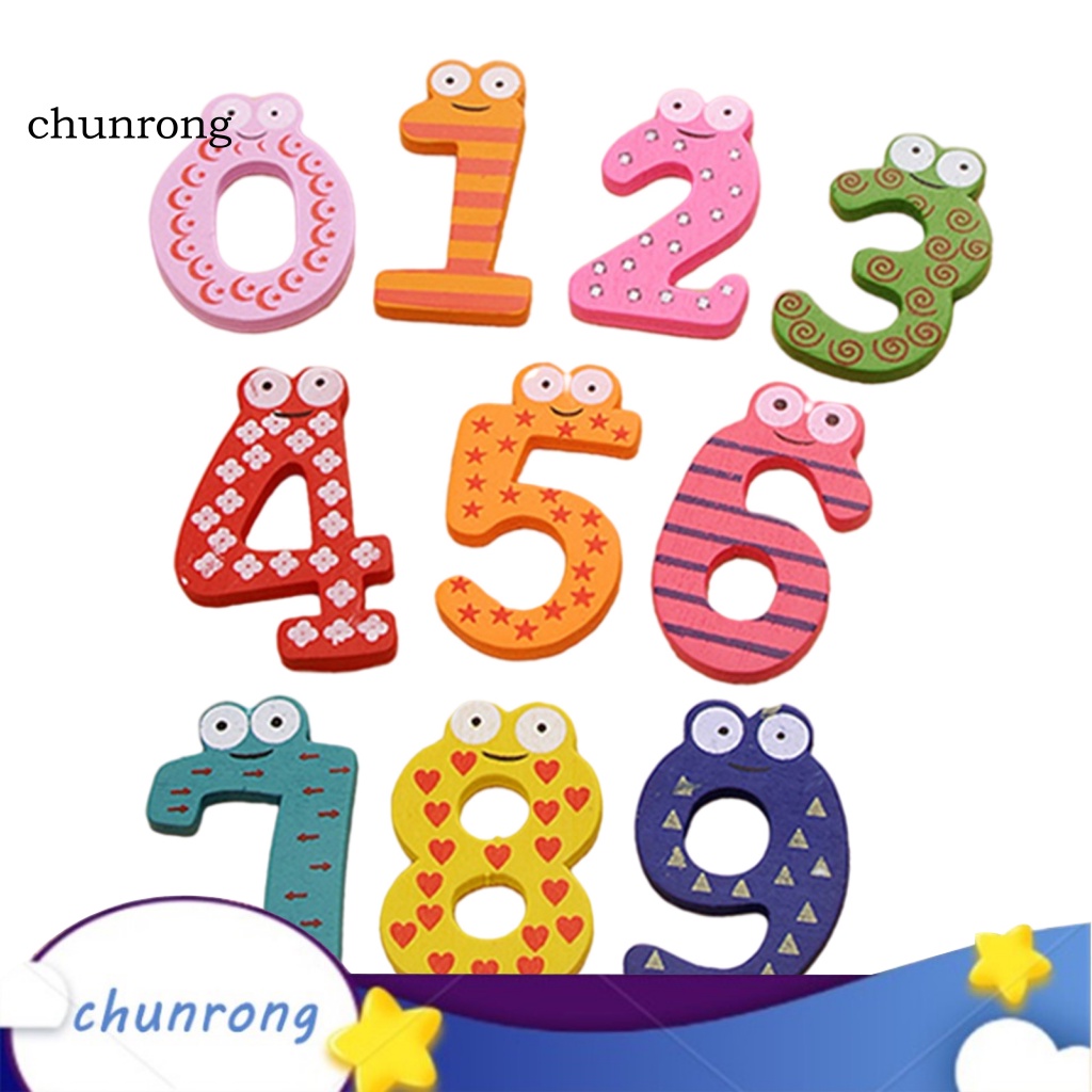 chunrong-ชุดแม่เหล็กติดตู้เย็นไม้-ตัวเลข-0-9-น่ารัก-หลากสี-ของเล่นเสริมการเรียนรู้เด็ก-10-ชิ้น