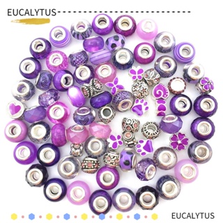 Eutus ลูกปัดเรซิ่น สีม่วง ขนาดใหญ่ สําหรับทําเครื่องประดับ สร้อยคอ สร้อยข้อมือ 80 ชิ้น