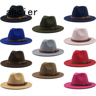 Ancier หมวกปีกกว้าง หมวกแจ๊ส Fedora สไตล์วินเทจ คลาสสิก สําหรับผู้ชาย ผู้หญิง
