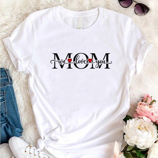 เสื้อยืดคอกลมเสื้อยืดคอกลม ผ้าฝ้าย พิมพ์ลาย Mom We Love You สําหรับวันแม่S-5XL S-5XL