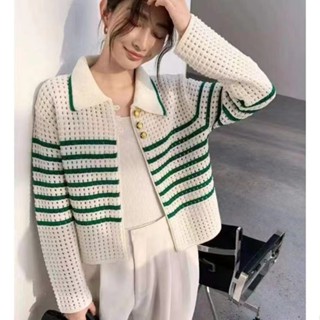 Mali เก๋ไก๋ สไตล์ฝรั่งเศส | เสื้อแจ็กเก็ต ผ้าวูลถัก ย้อมสี แบบโปร่ง MC XNEC