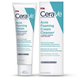 Cerave Acne Foaming Cream Cleanser 4％ Benzoyl Peroxide Acne Treatment 150ml