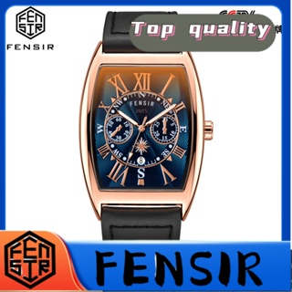 Fensir FENSIR พร้อมส่ง นาฬิกาข้อมือควอทซ์ หน้าปัดบอกเวลา พร้อมปฏิทิน สายเข็มขัด สีแดง สําหรับผู้ชาย