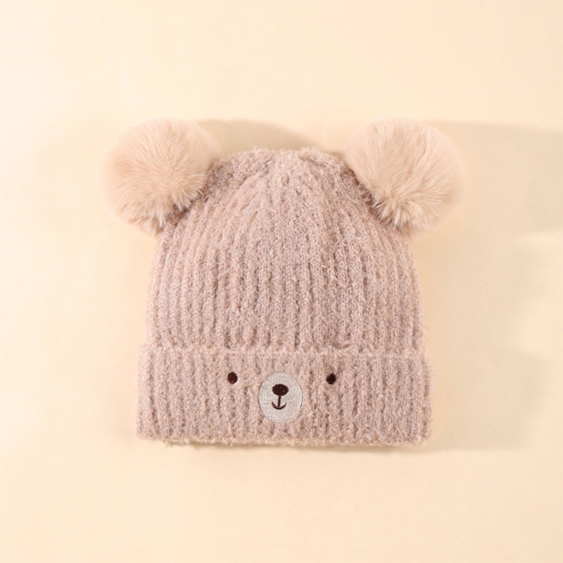 fl-หมวกบีนนี่-หมวกถักโครเชต์-หมวกแฮร์บอล-ฤดูหนาว-อบอุ่น-สําหรับเด็ก-หมวกหมีน่ารัก