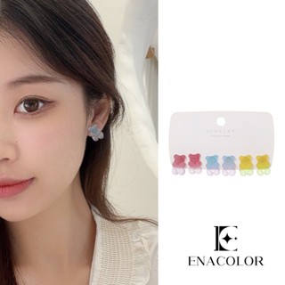 Enacolor ใหม่ ต่างหูสตั๊ด ดินโพลิเมอร์ รูปสัตว์ หมี หัวใจ ดาว สไตล์เกาหลี สําหรับผู้หญิง 2023 3 คู่ ต่อชุด