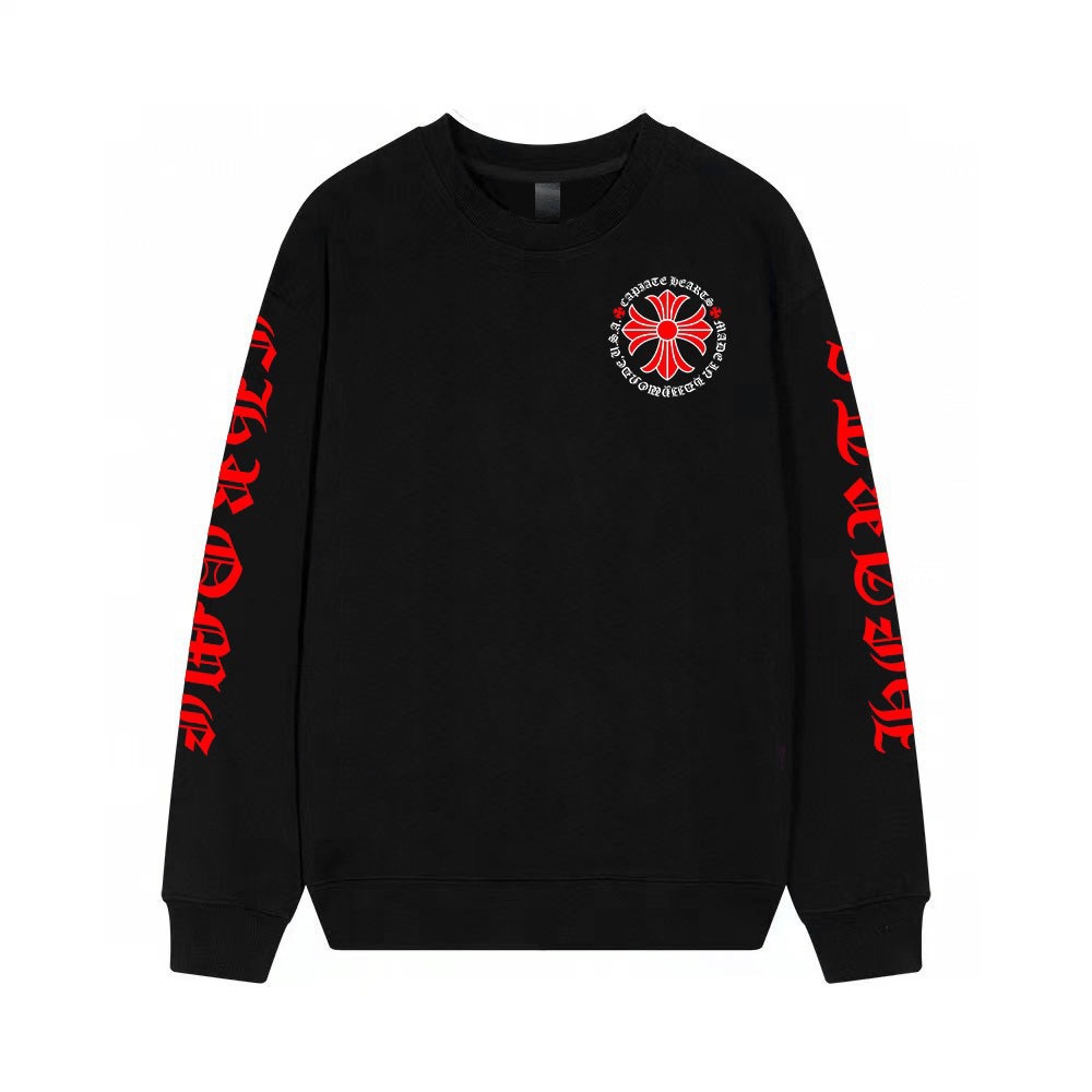 chwq-chrome-hearts-2023-autumn-and-winter-new-black-and-red-with-printed-sleeves-red-logo-printed-collar-chain-bottom-t-men-and-womens-same-style