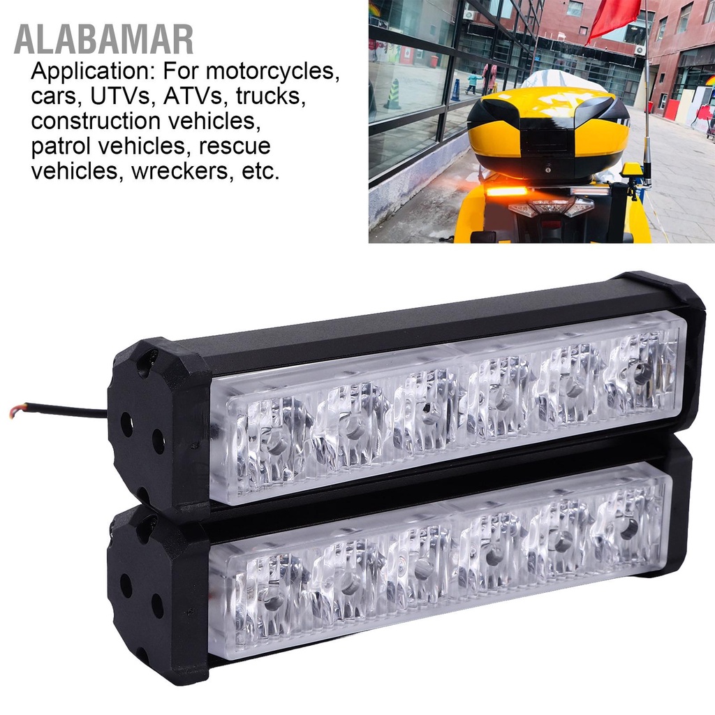 alabamar-2pcs-cob-ไฟเตือน-strobe-flash-light-6leds-แสงสีแดงสีน้ำเงินสีขาว-universal-สำหรับรถจักรยานยนต์-atvs-รถบรรทุก-dc12v-24v