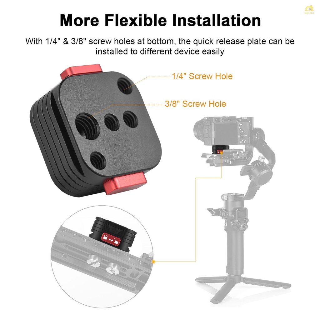 banana-pie-เพลทขาตั้งกล้อง-แบบปลดเร็ว-qr-อะแดปเตอร์เมาท์ขาตั้งกล้อง-อลูมิเนียมอัลลอย-พร้อมสกรู-1-4-นิ้ว-สําหรับกล้อง-dslr-มิเรอร์เลส-ขาตั้งกล้อง-กิมบอล-กันสั่น