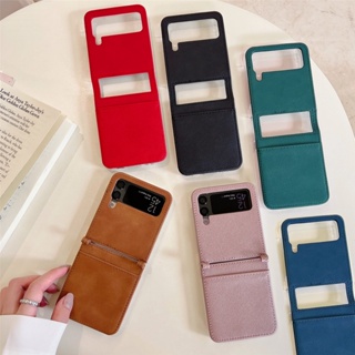 เคสโทรศัพท์มือถือหนัง ฝาพับ พร้อมช่องใส่บัตร สําหรับ Samsung Galaxy Z Flip4 Z Flip3 Z Flip4 Z Flip3