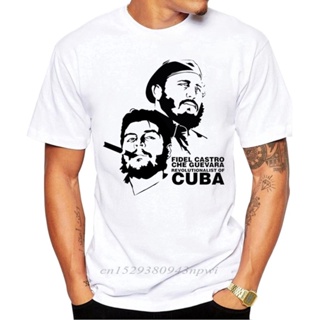 เสื้อแขนสั้น เสื้อไม่ต้องรีด เสื้อยืดผ้าหนา ผ้านุ่ม เสื้อยืดแขนสั้นลําลอง พิมพ์ลาย Che Guevara และ Fidel Castro แฟชั่นสํ
