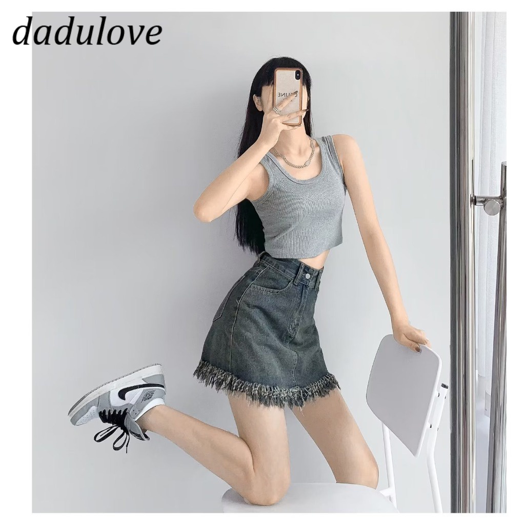 dadulove-the-new-korean-version-of-the-ins-high-waist-raw-edged-denim-skirt-niche-a-line-skirt-bag-hip-skirt